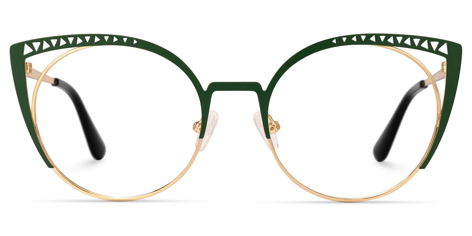 Adamina - Cat Eye Green Eyeglasses | Vooglam Angle View