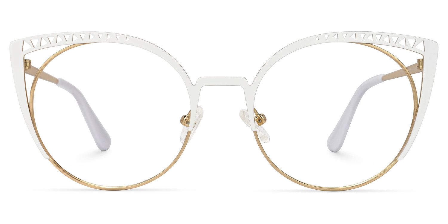 Adamina - Cat Eye White Eyeglasses by Vooglam - Angle View