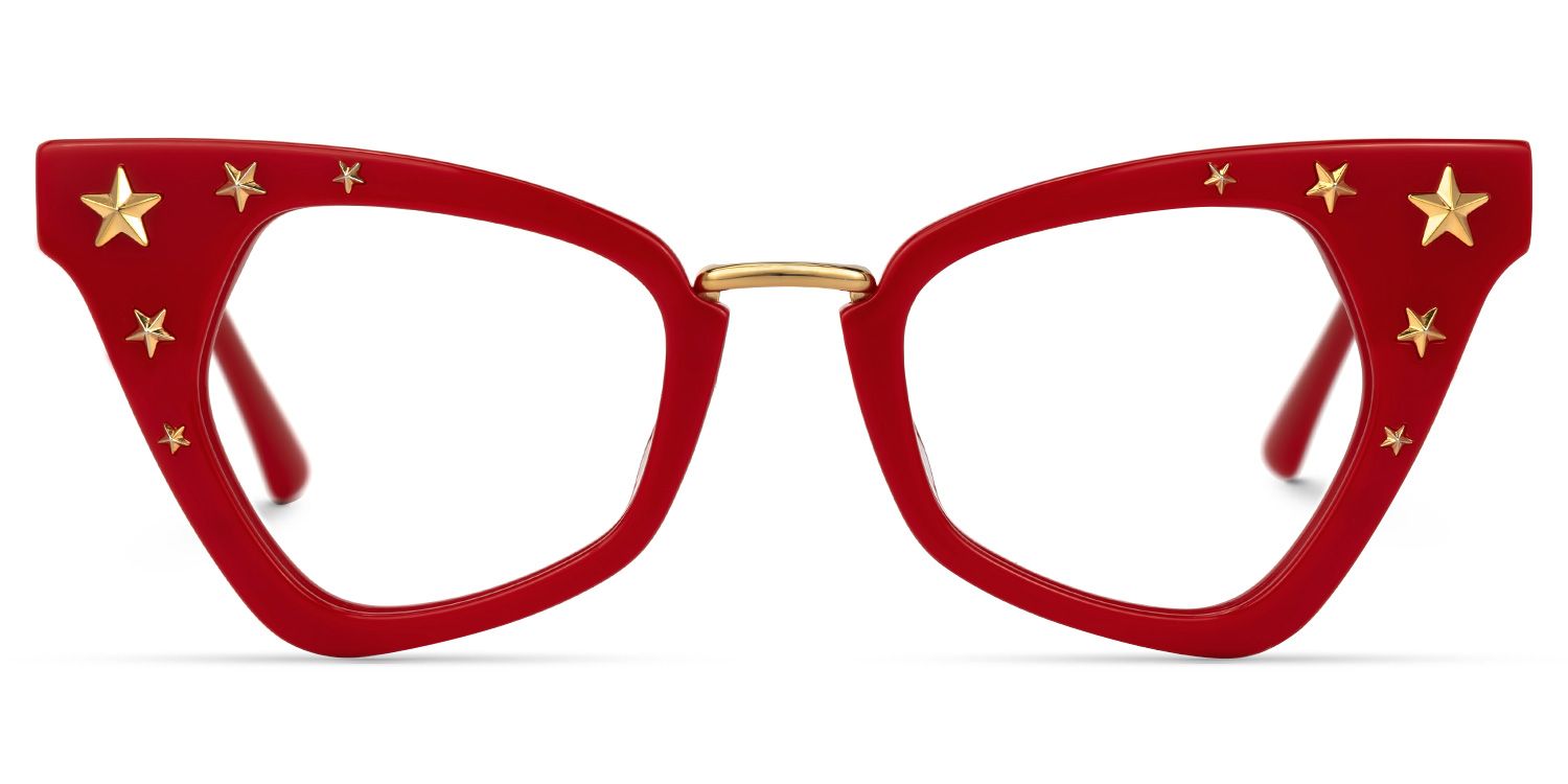 Adamma - Cat Eye Red Eyeglasses | Vooglam Angle View