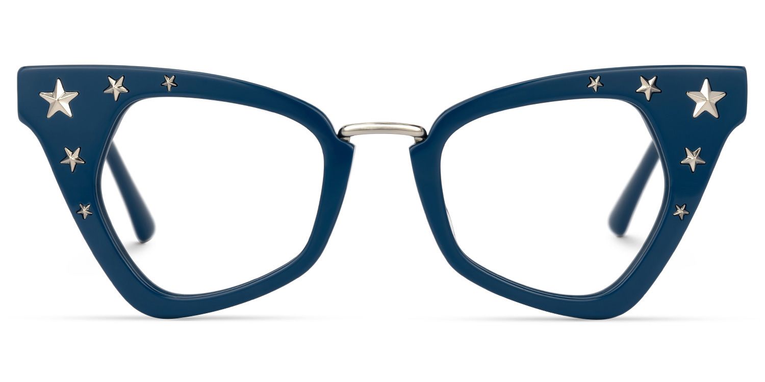 Adamma - Cat Eye Blue Eyeglasses | Vooglam Angle View