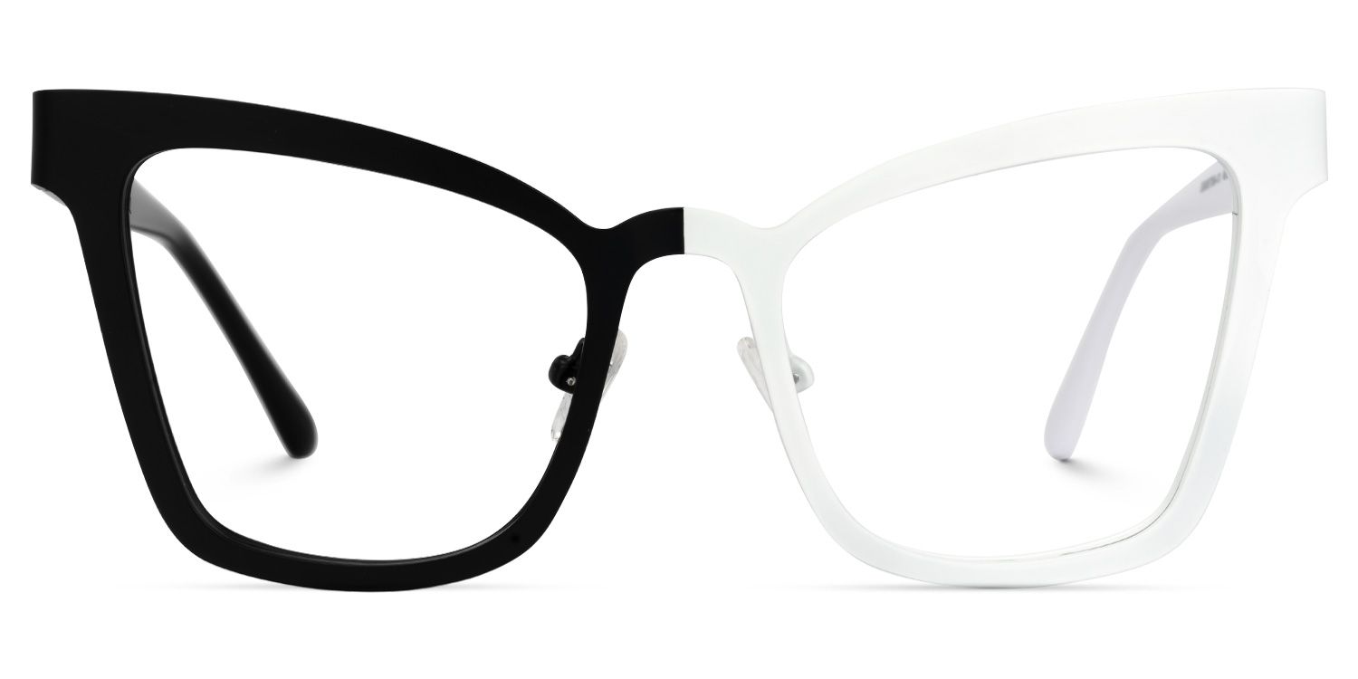 Adan - Cat Eye Black/White Two-tone Eyeglasses | Vooglam Angle View