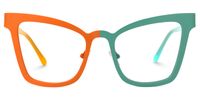 Adan - Cat Eye Orange/Green Two-tone Eyeglasses | Vooglam Angle View