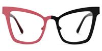 Adan - Cat Eye Red/Black Two-tone Eyeglasses | Vooglam Angle View