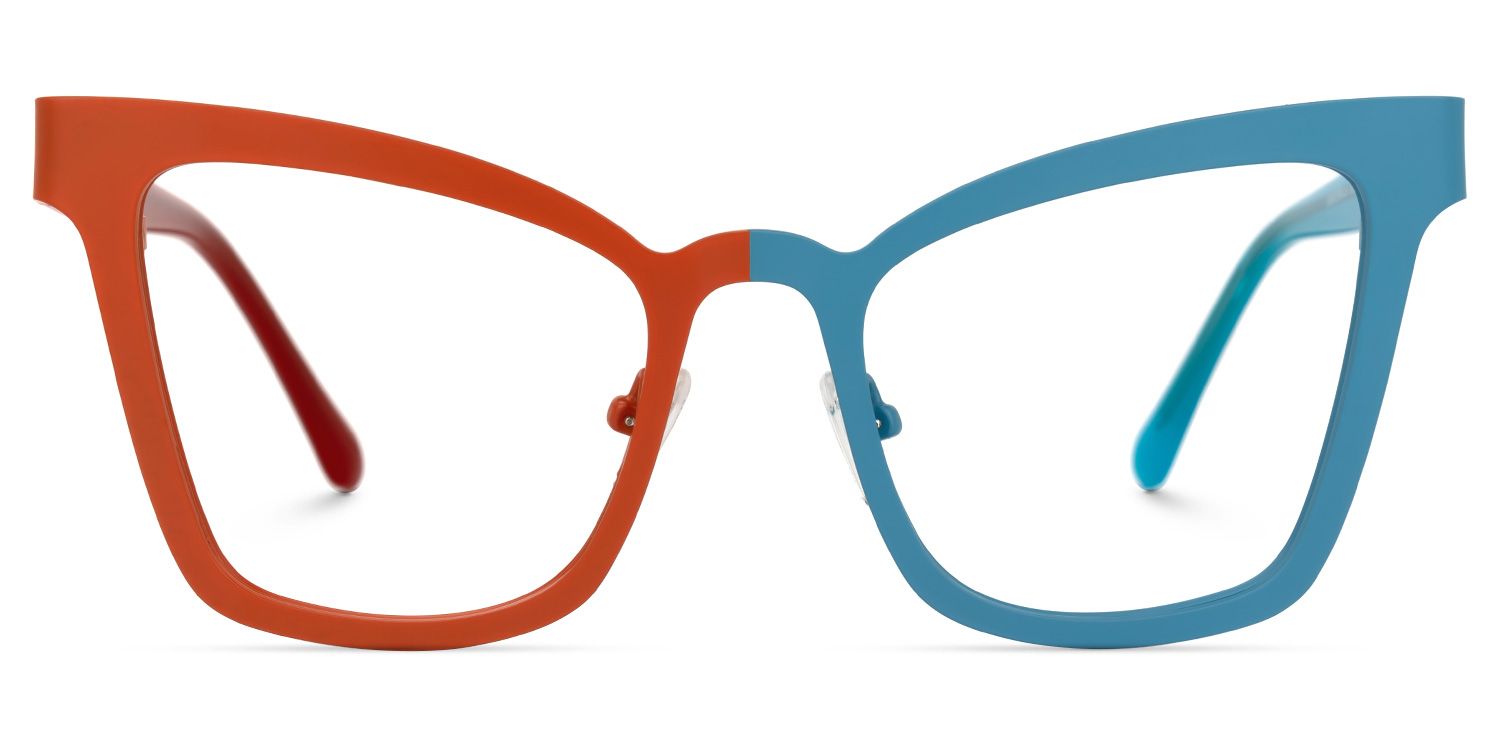 Adan - Cat Eye Orange/Blue Two-tone Eyeglasses | Vooglam Angle View