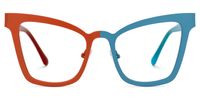 Adan - Cat Eye Orange/Blue Two-tone Eyeglasses | Vooglam Angle View