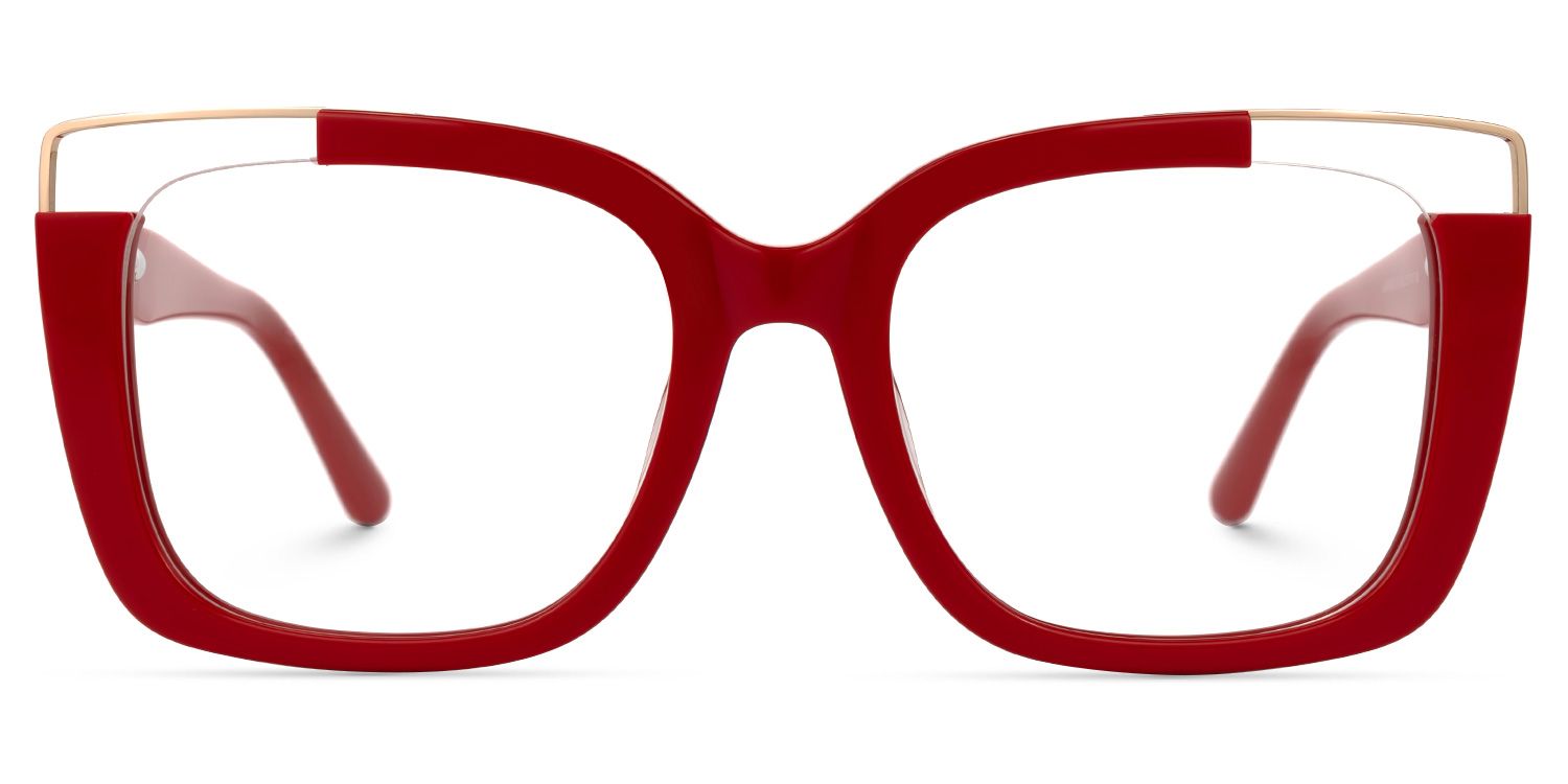 Adana - Rectangle Red Eyeglasses | Vooglam Angle View