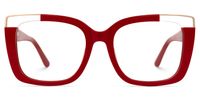 Adana - Rectangle Red Eyeglasses | Vooglam Angle View