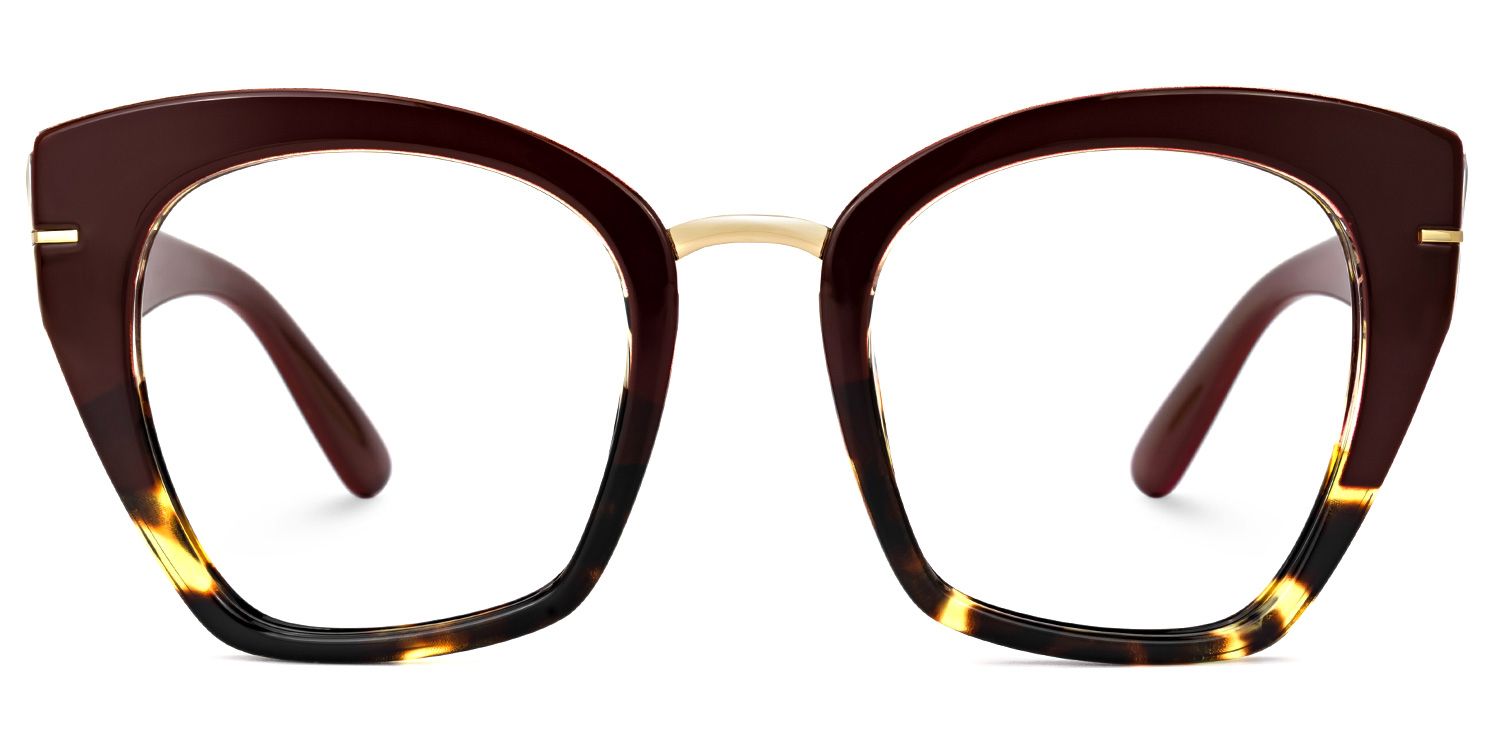 Paulina - Square Wine/Red Eyeglasses │Vooglam Angle View