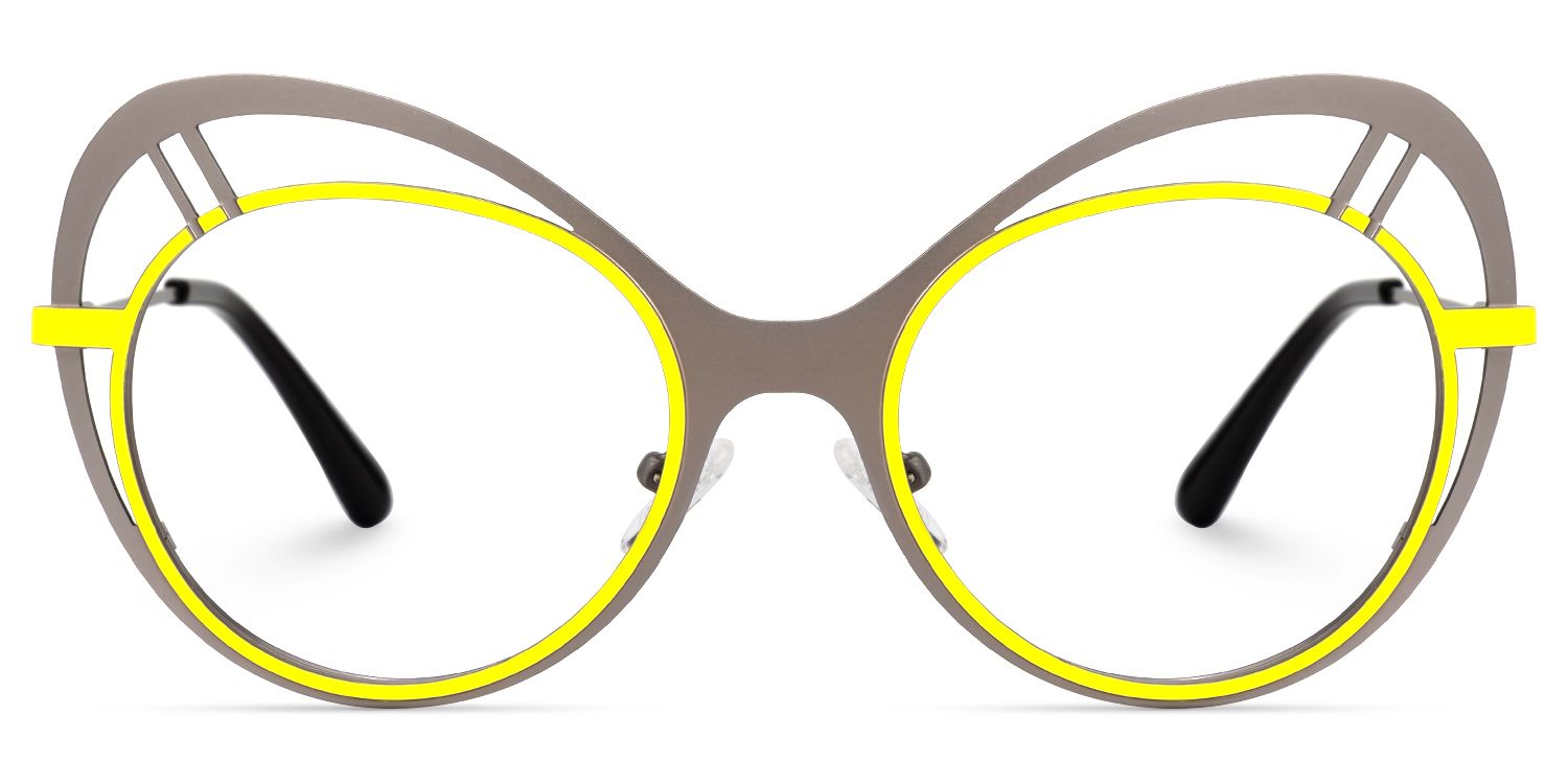 Abiyram - Cat Eye Grey/Yellow Eyeglasses | Vooglam Angle View