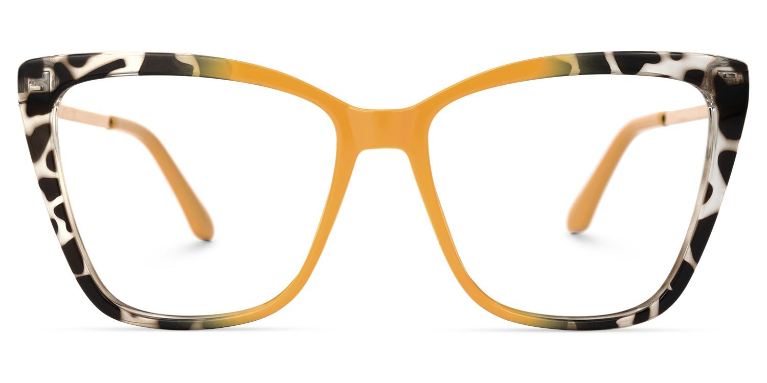 Adebola - Square Yellow/Tortoise Eyeglasses | Vooglam Angle View