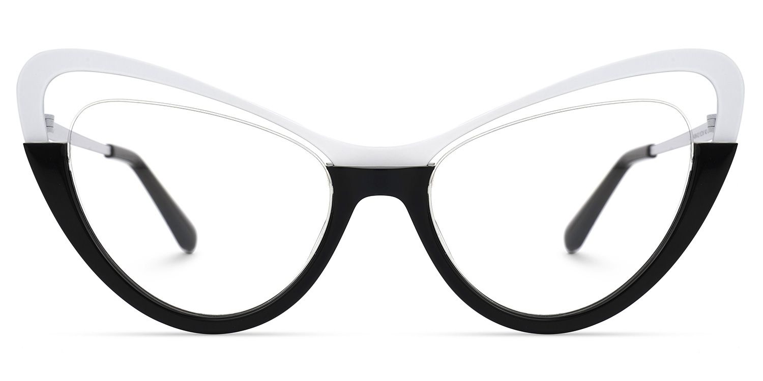 Adeja - Cat Eye White/Black Eyeglasses | Vooglam Angle View