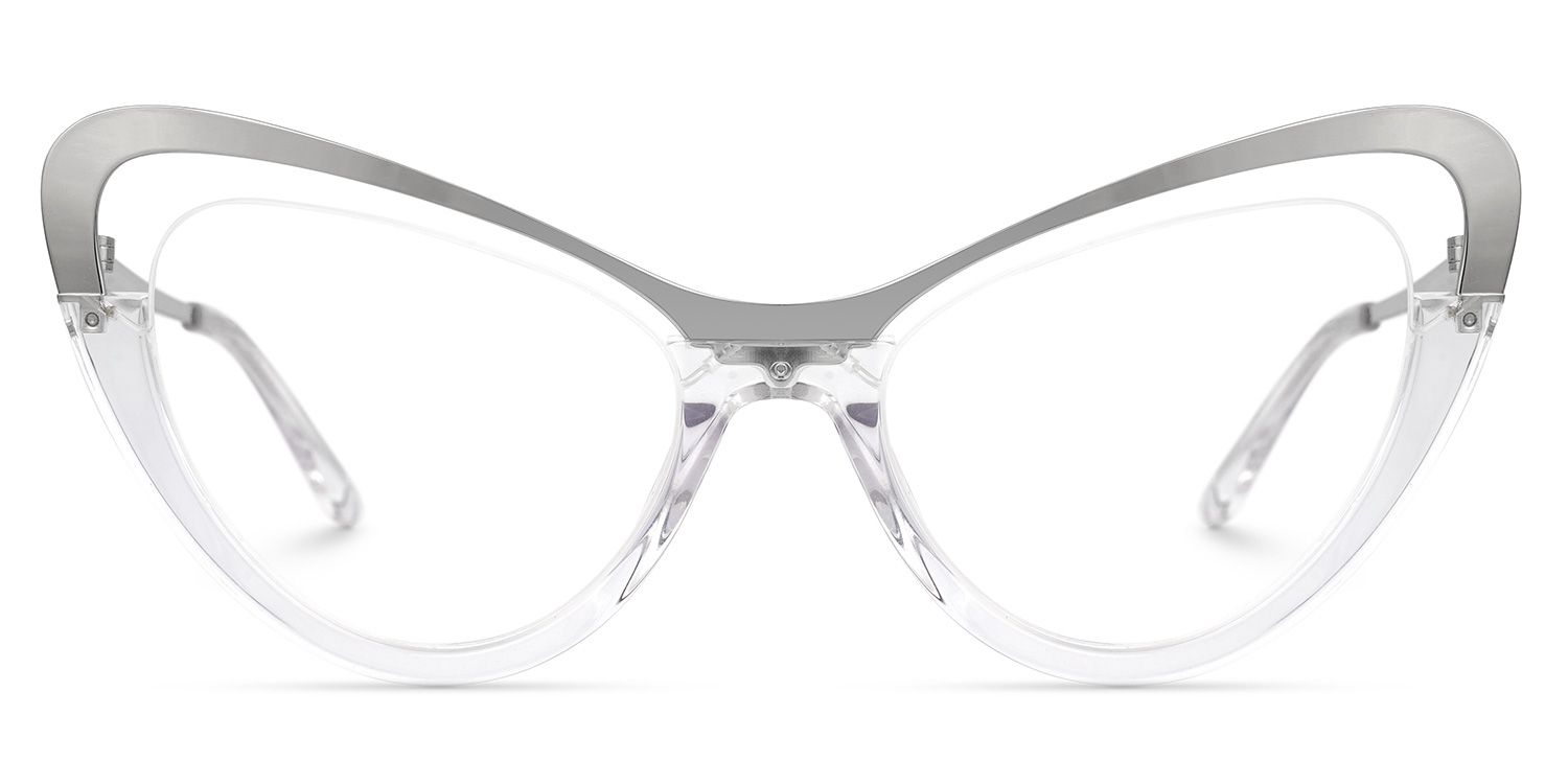 Adeja - Cat Eye Grey/Crystal Eyeglasses | Vooglam Angle View