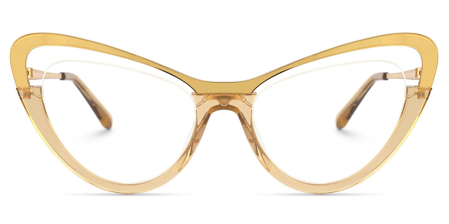 Adeja - Cat Eye Yellow Eyeglasses | Vooglam Angle View