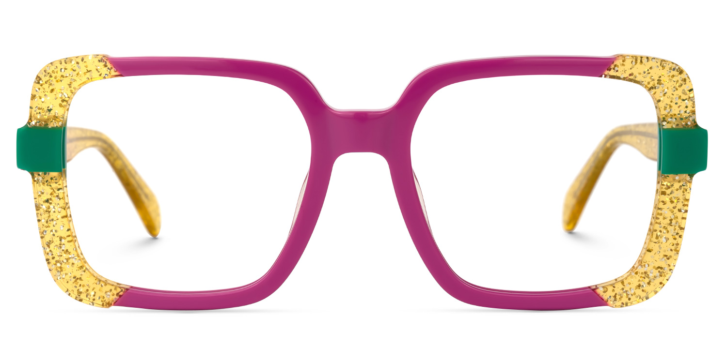 Adelais - Rectangle Purple/Yellow Eyeglasses - 1