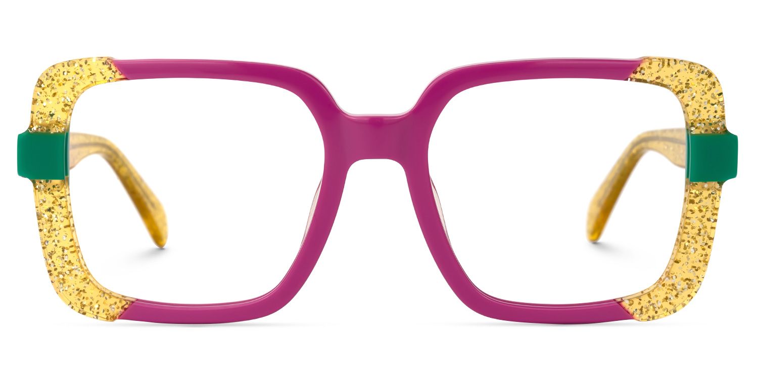 Adelais - Rectangle Purple/Yellow Eyeglasses | Vooglam Angle View