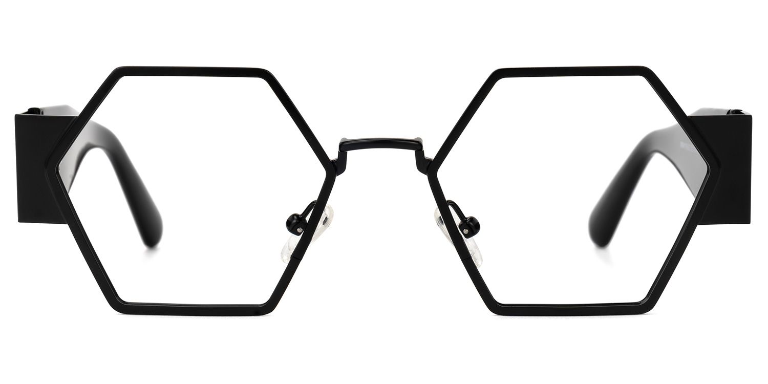 Lizzy - Geometric Black Eyeglasses | Vooglam Angle View