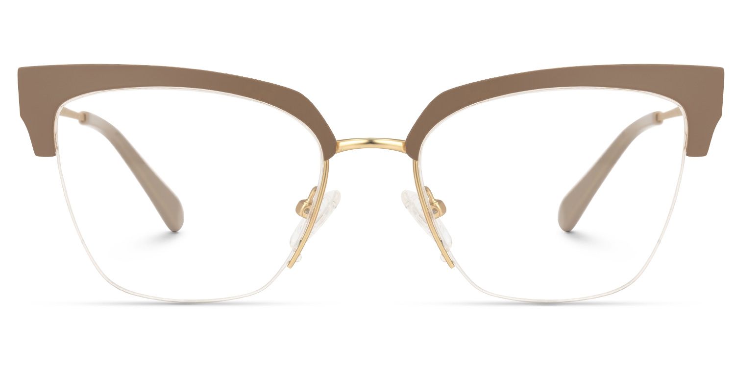 Adelheid - Browline Brown Eyeglasses | Vooglam Angle View