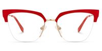 Adelheid - Browline Red Eyeglasses | Vooglam Angle View