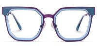 Adelia - Geometric Blue Eyeglasses | Vooglam Angle View
