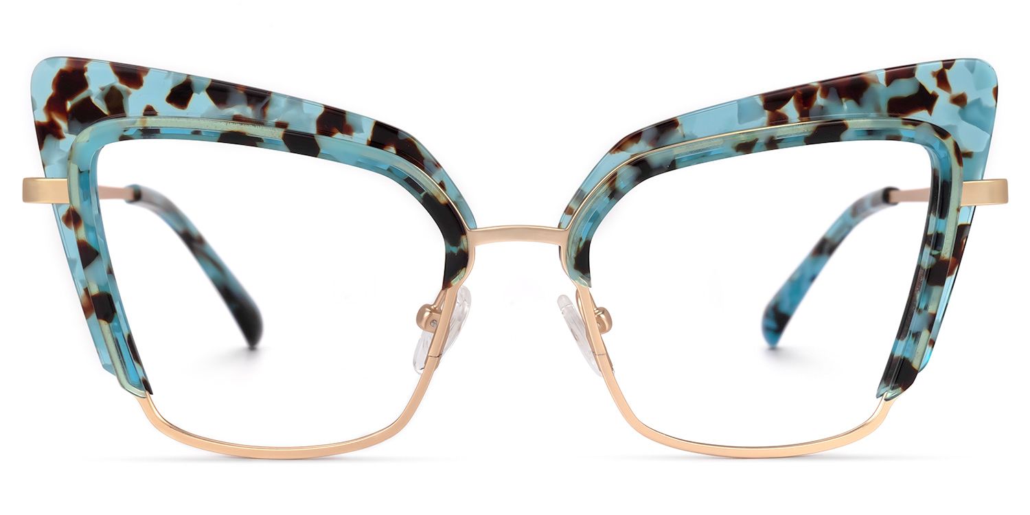 Adeline - Cat Eye Blue/Tortoise Eyeglasses | Vooglam Angle View