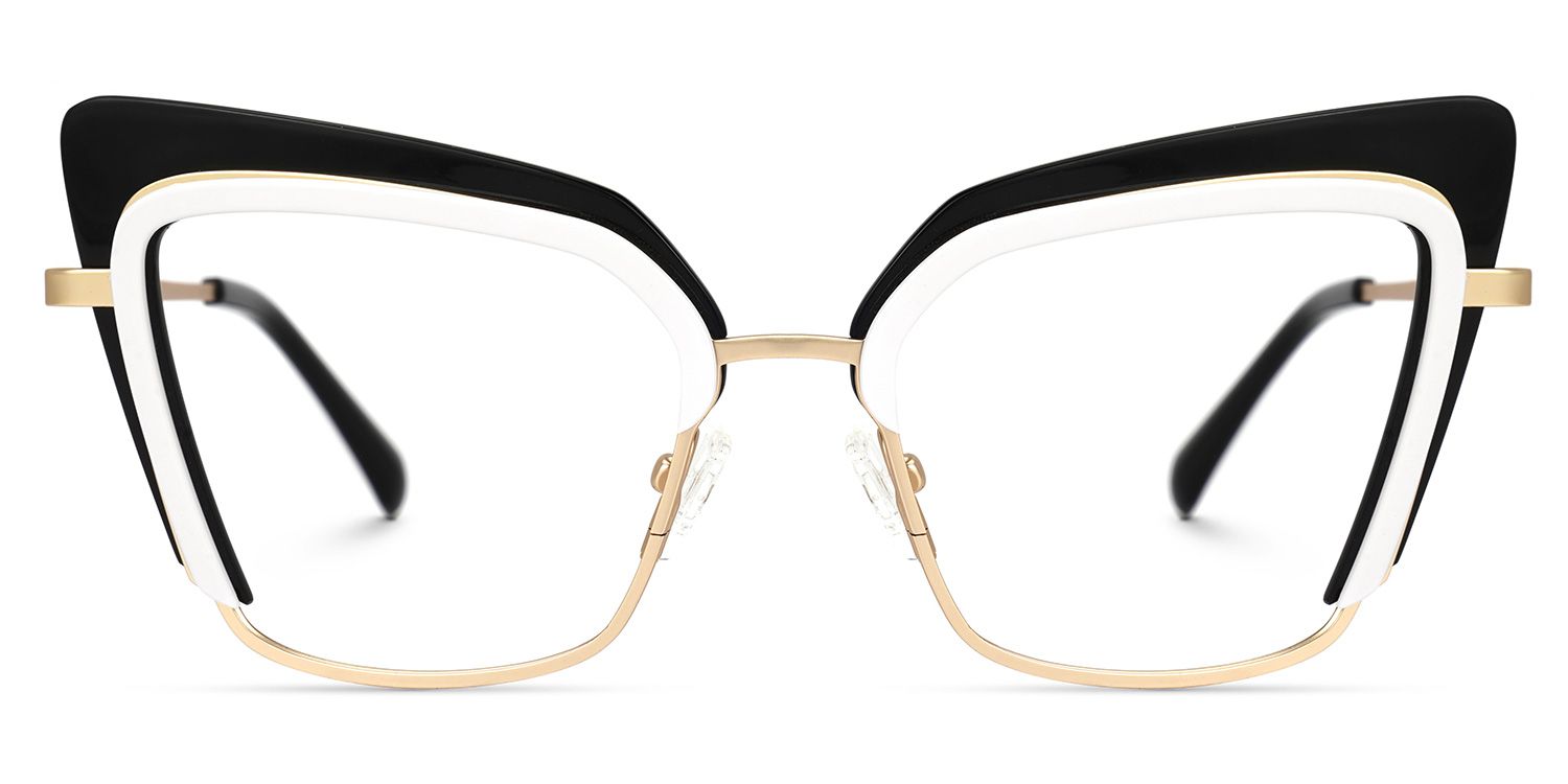 Adeline - Cat Eye Black/White Eyeglasses | Vooglam Angle View
