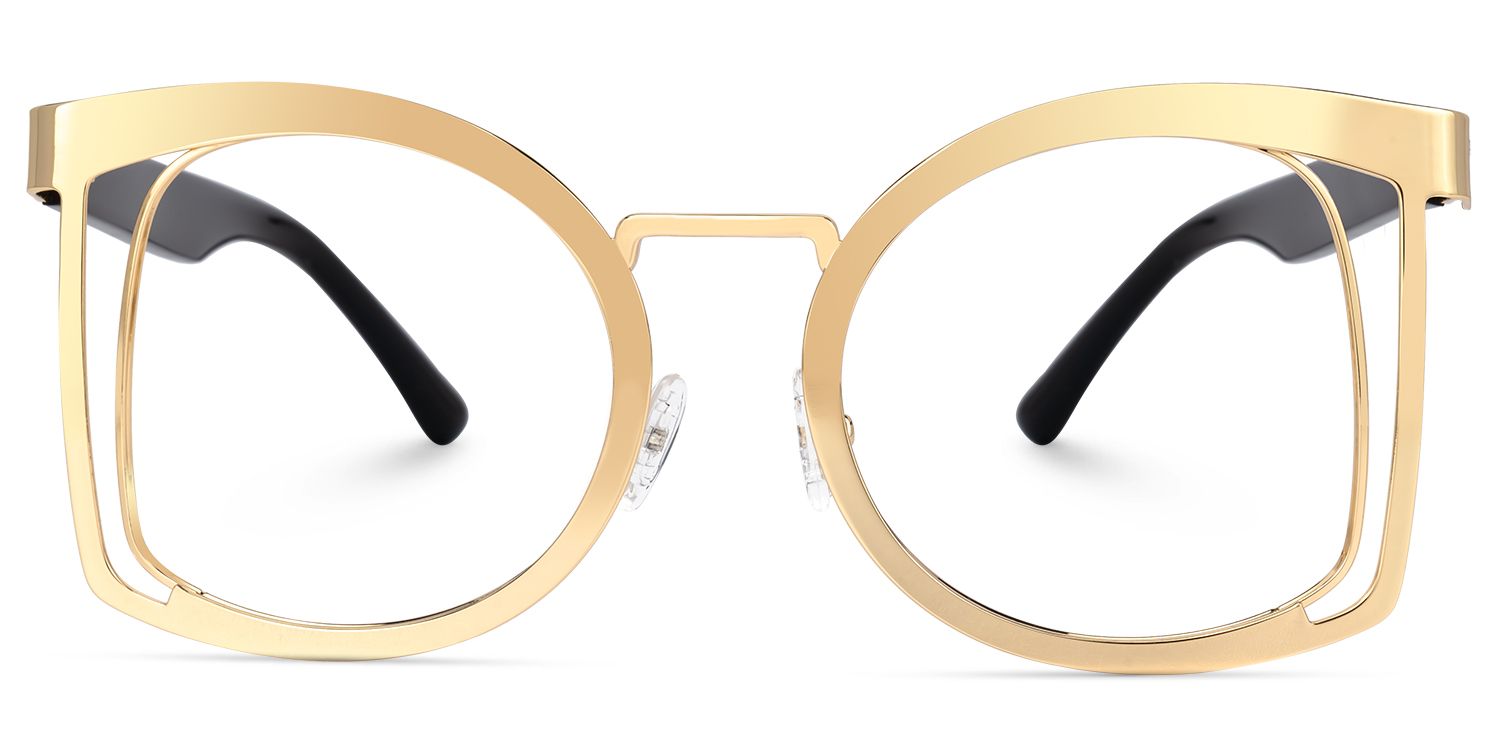 Adelita - Square Gold Eyeglasses | Vooglam Angle View