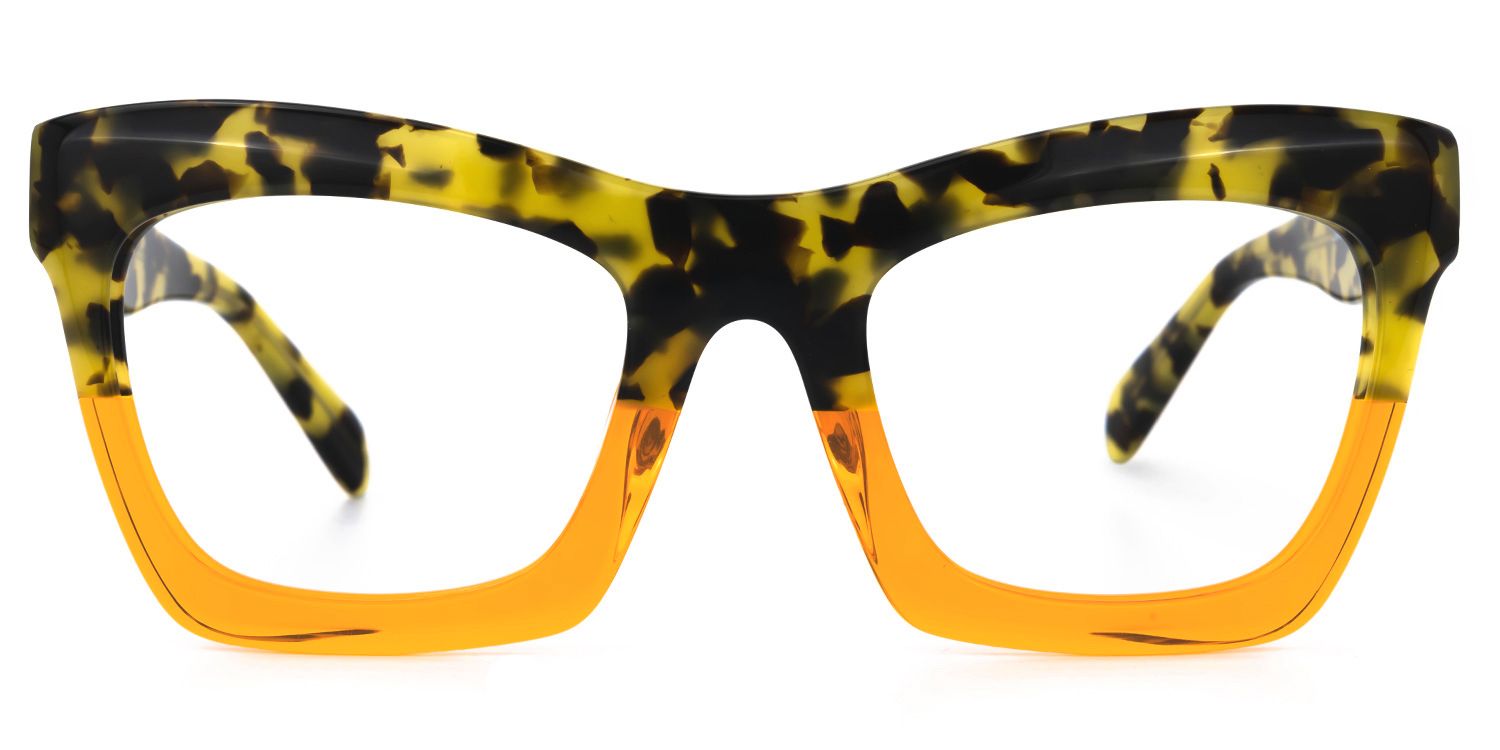 Sienna - Bold Tortoise & Yellow Rectangle Frames | Vooglam Angle View