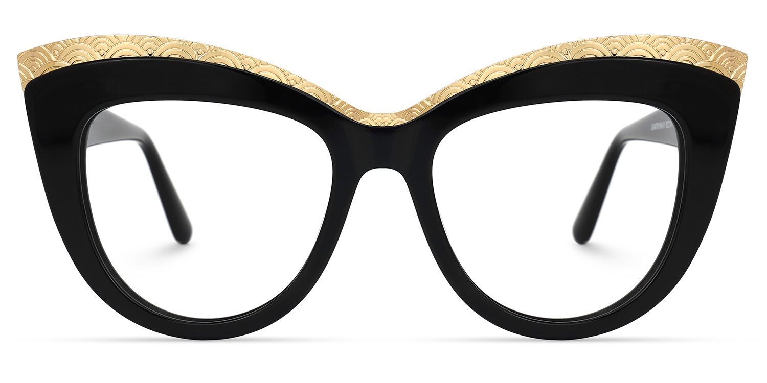 Adelle - Cat Eye Black Eyeglasses by Vooglam - Angle View