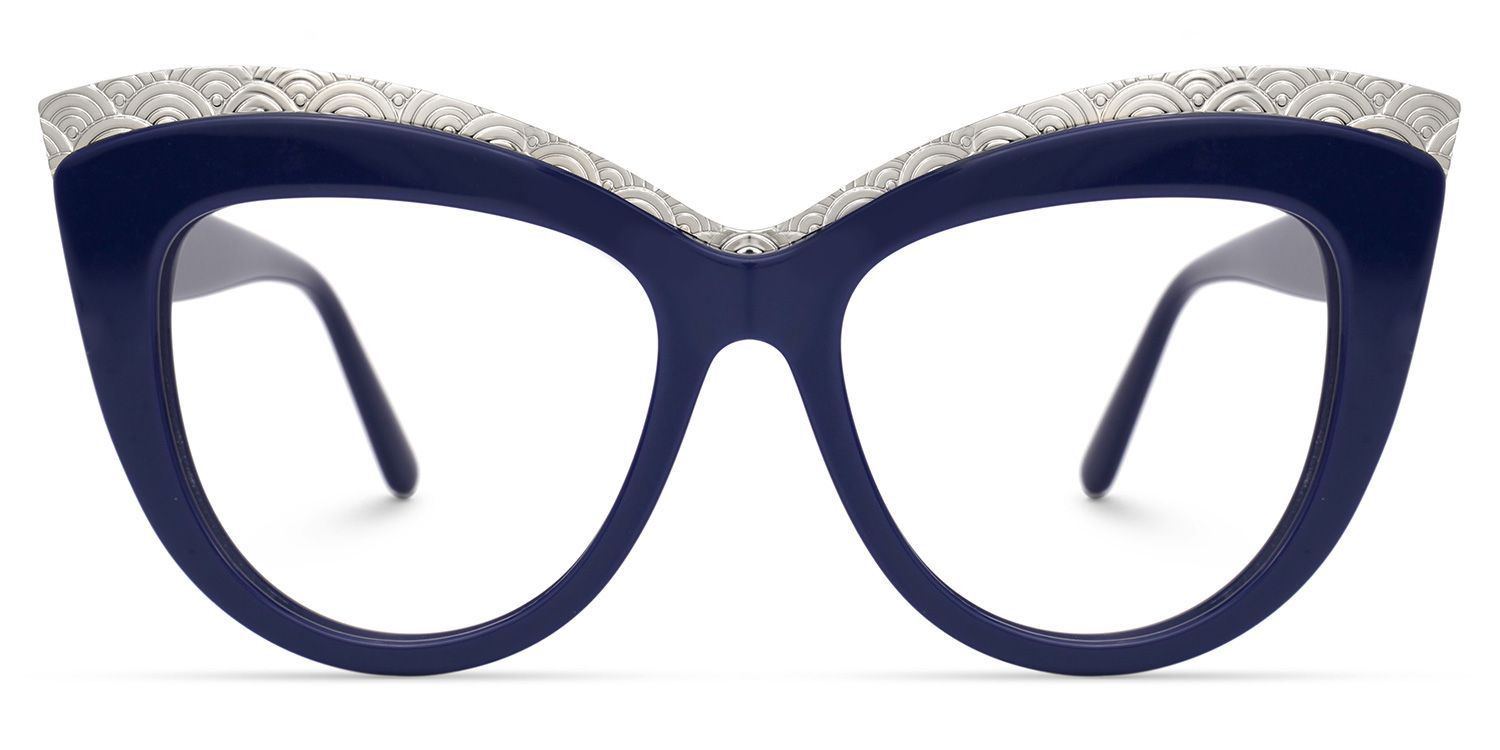 Adelle - Cat Eye Blue Eyeglasses | Vooglam Angle View