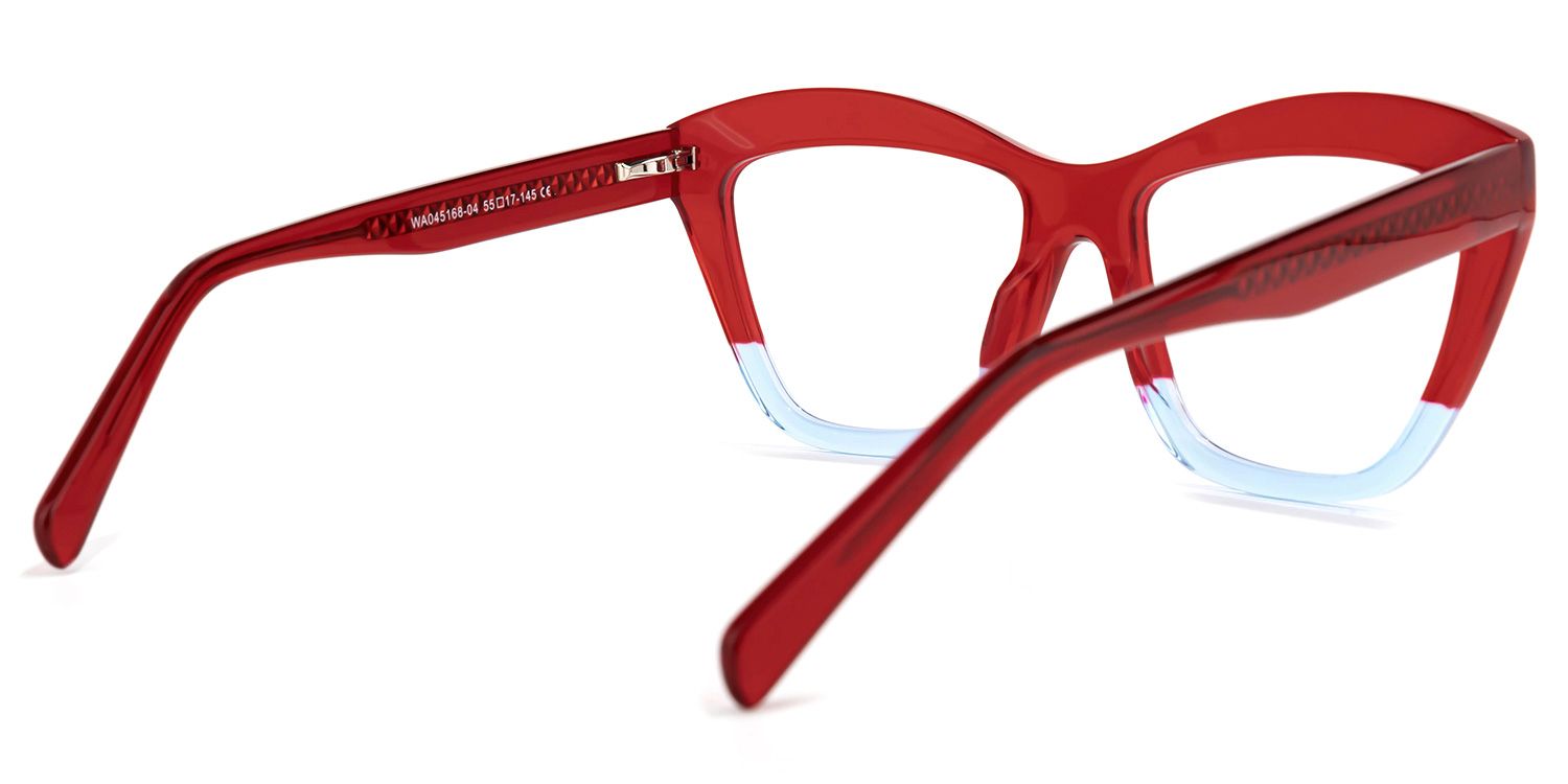 Square Red Eyeglasses | Vooglam.com Side View
