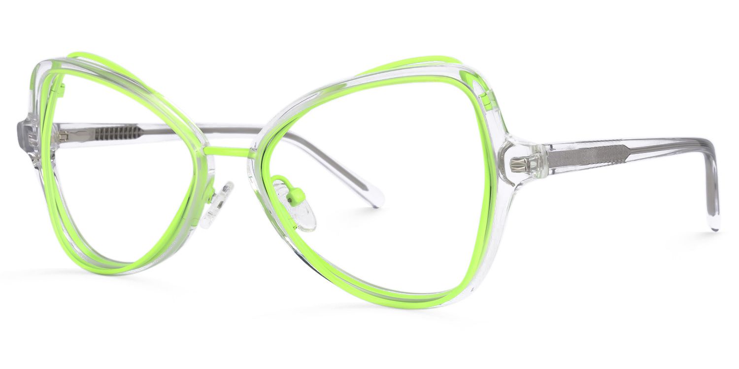 Geometric Green Eyeglasses | Vooglam.com Front View