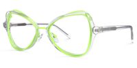 Geometric Green Eyeglasses | Vooglam.com Front View
