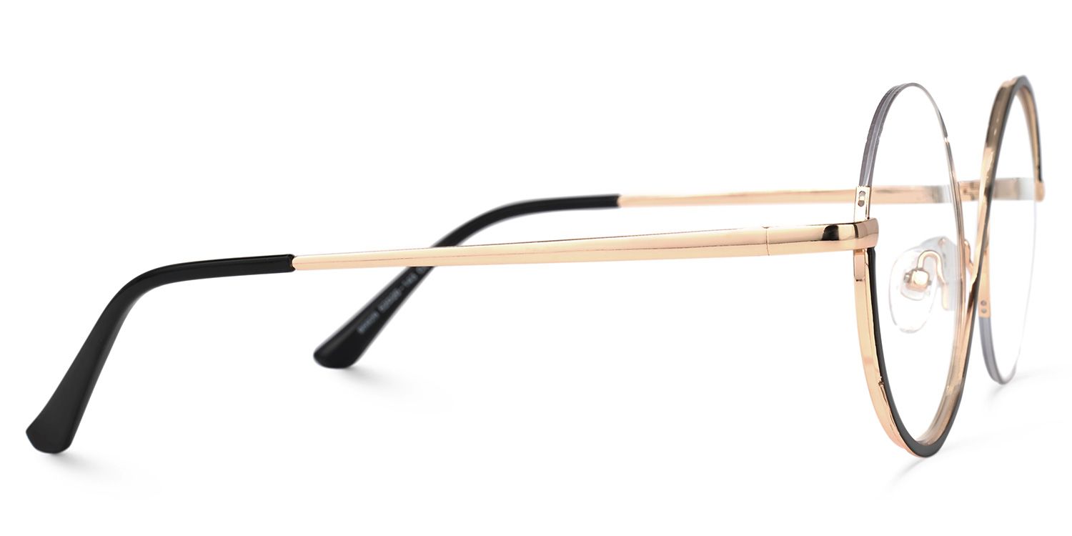 Manley - Sleek Round Black Semi-Rim Glasses by Vooglam - Product View 4