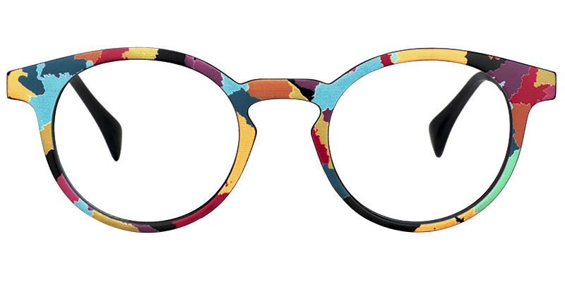 Minnie - Funky Artsy Multicolored Eyeglasses Oval Shape | Vooglam Angle View