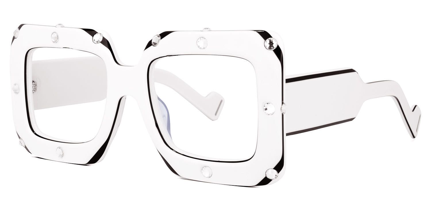 Square White Eyeglasses | Vooglam.com Front View