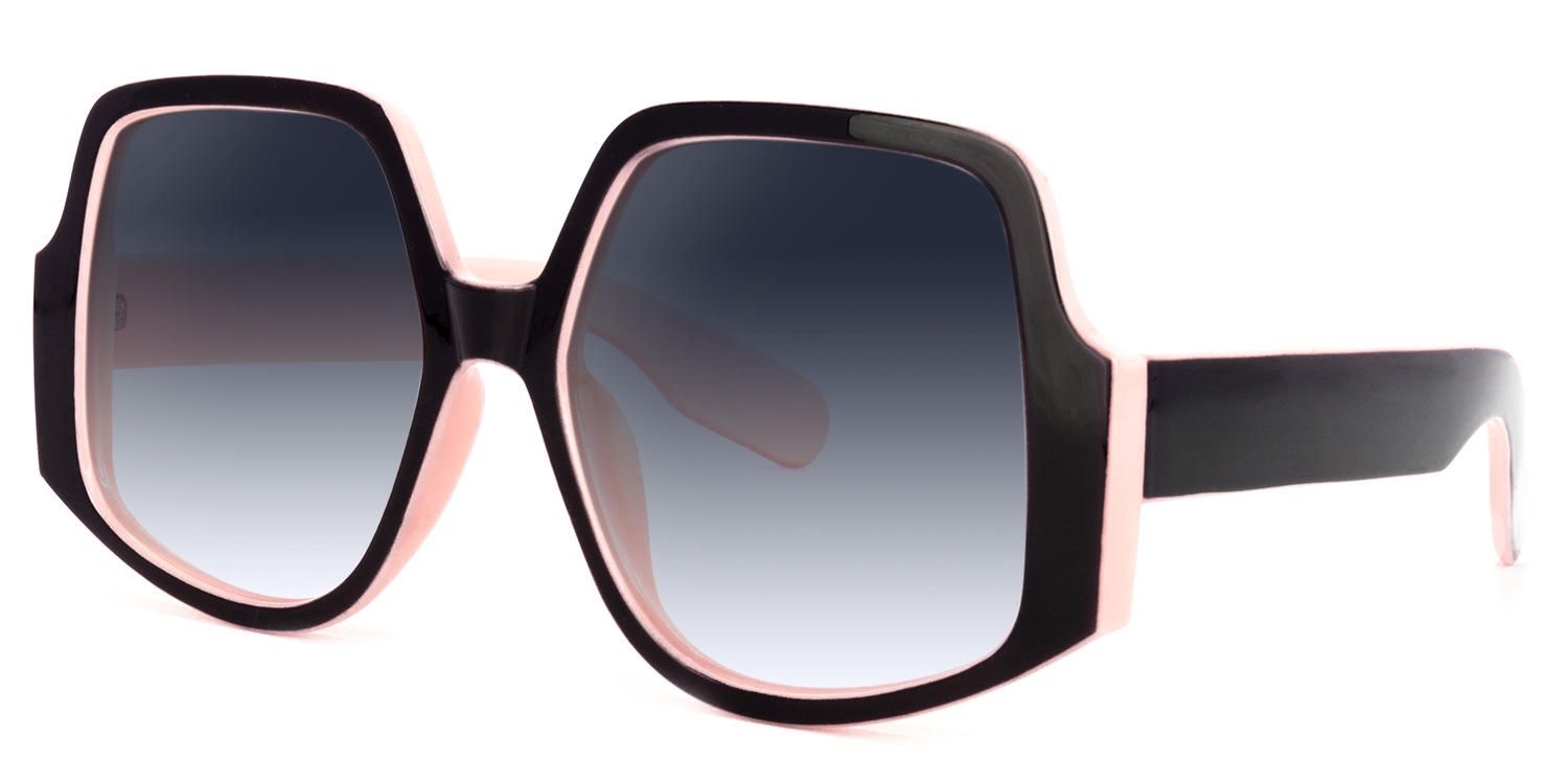 Geometric Black/Pink Sunglasses | Vooglam.com Front View