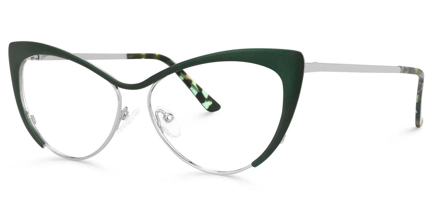 Sexy Dark/Green Cat Eye Glasses▕ Vooglam.com Front View
