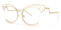 Maggie - Cat Eye Gold Eyeglasses │Vooglam Front View