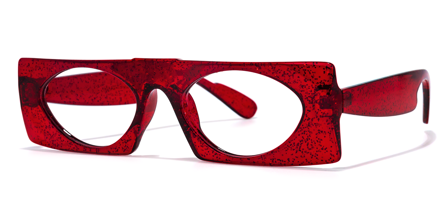 Rectangle Red Eyeglasses by Vooglam.com - Front View