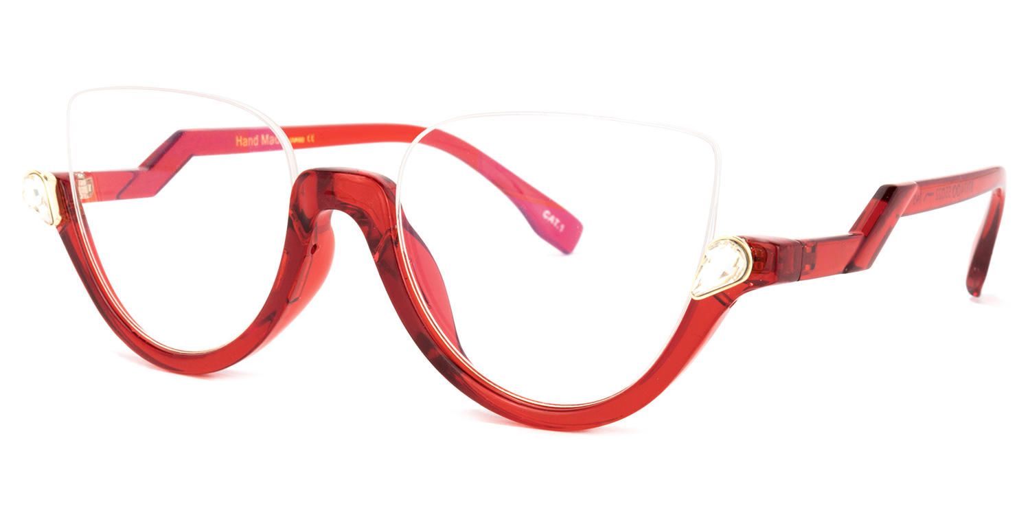 Sylvia - Cat Eye Red Eyeglasses | Vooglam Front View
