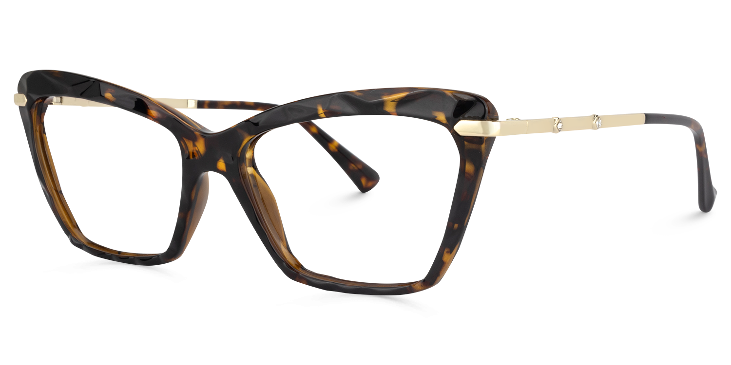 Annie - Elegant Rectangle Tortoise Eyeglasses by Vooglam - Front View