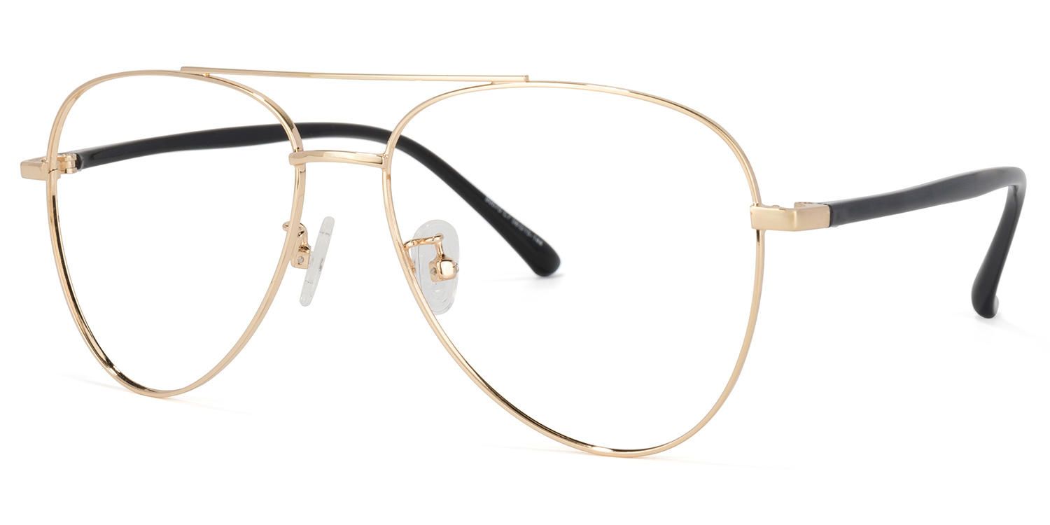 Hamza - Aviator Gold Eyeglasses | Vooglam Front View