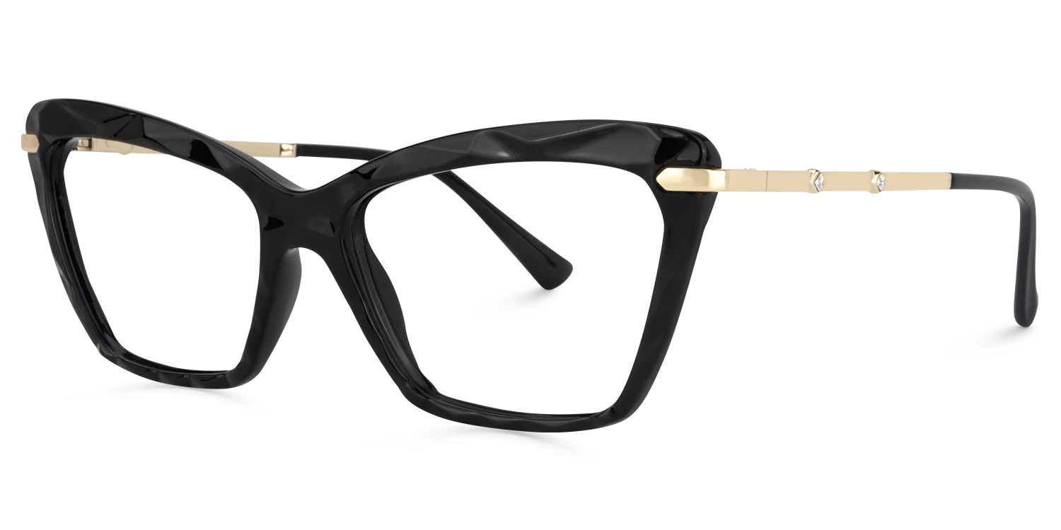 Annie - Elegant Black Rectangle Frame Eyeglasses | Vooglam Front View
