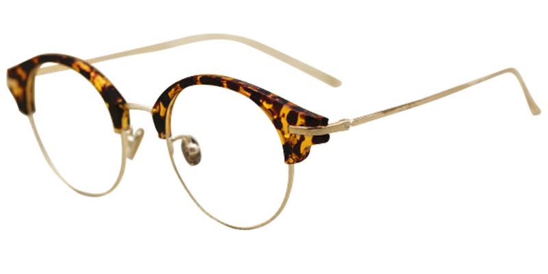 Half Frame Tortoise Shell Eyeglasses | voogume.com  Front View