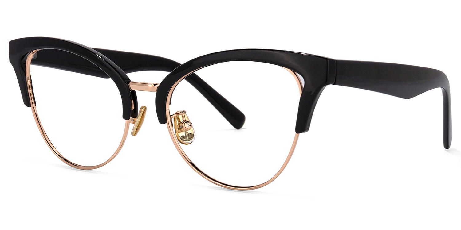 Browline Black Eyeglasses │Vooglam Optical Glasses Front View