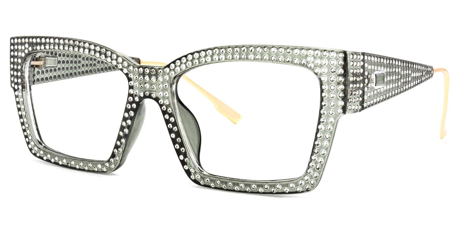 Rectangle Grey Eyeglasses | Vooglam.com Front View