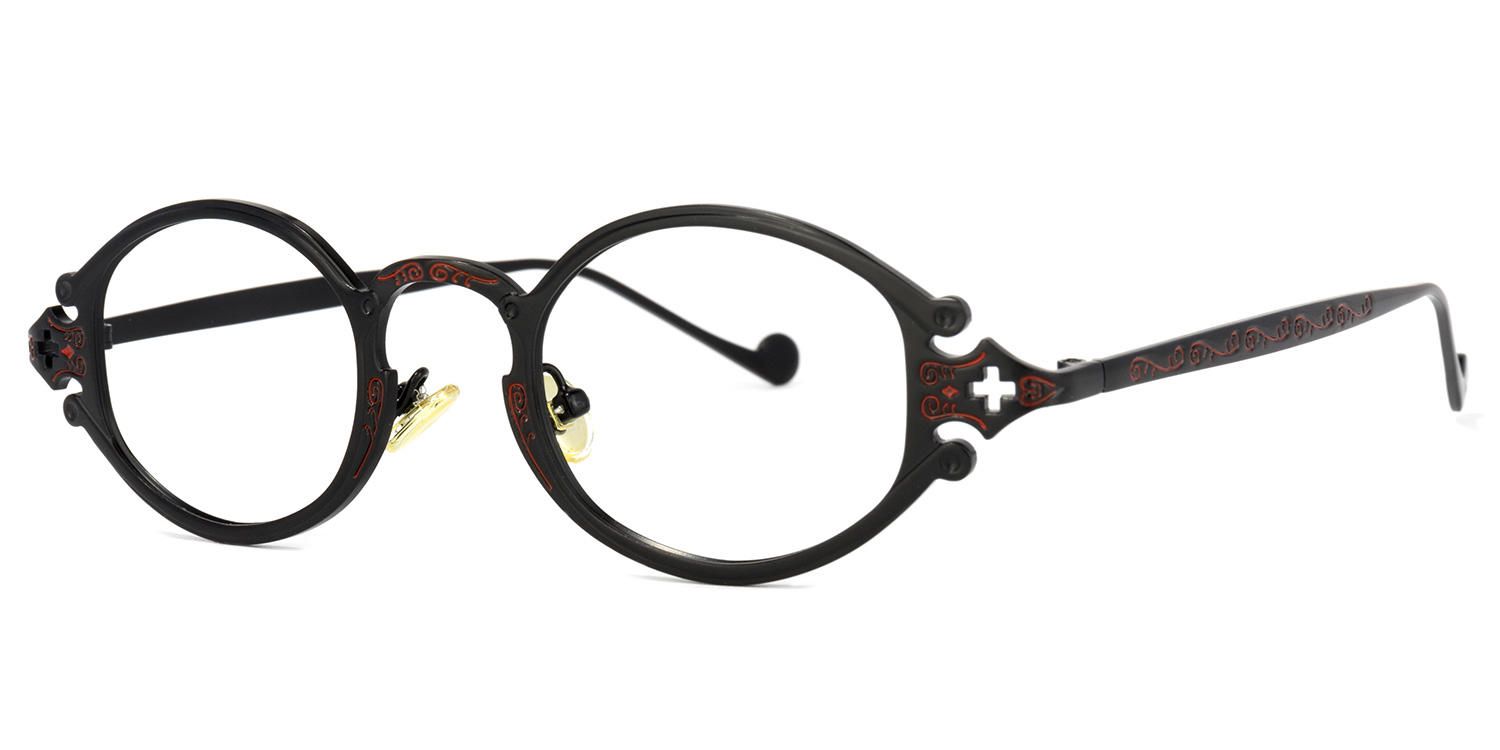 Oval Black Eyeglasses | Vooglam.com Front View