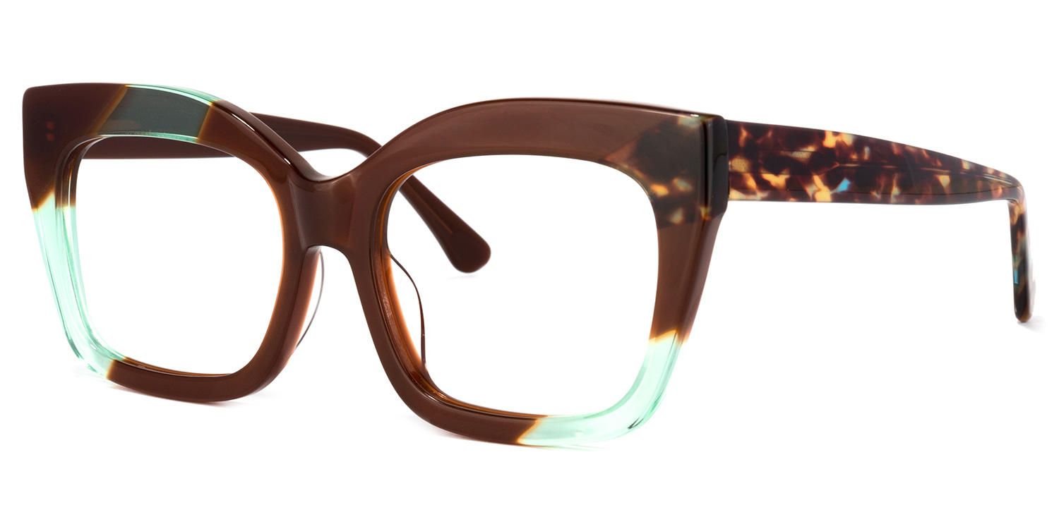 Terrie - Square Brown Eyeglasses | Vooglam Front View