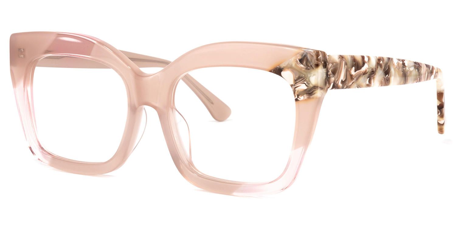Terrie - Square Pink Eyeglasses | Vooglam Front View