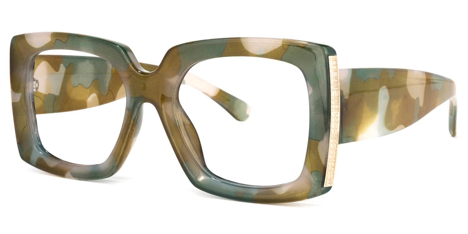Borislav - Oversized Olive Green Frame Glasses | Vooglam Front View